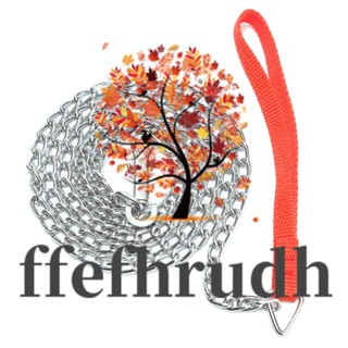 Ffefhrudh สายจูงสุนัข แบบโซ่โลหะ 1.6 เมตร ด้ามจับสีแดง