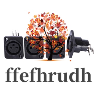 Ffefhrudh ซ็อกเก็ตเชื่อมต่อแชสซี PCB XLR 3pin ตัวเมีย สีดํา 10 ชิ้น