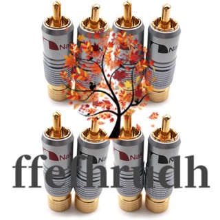 Ffefhrudh Hifi อะแดปเตอร์ซ็อกเก็ตเชื่อมต่อ RCA ชุบทอง 10 มม. 8 ชิ้น