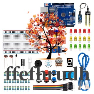 Ffefhrudh ชุดสตาร์ทเตอร์เบรดบอร์ด สําหรับ Arduino Uno R3 DIY