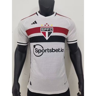 เสื้อกีฬาแขนสั้น ลายทีมชาติฟุตบอลชั้นนํา Sao Paulo ชุดเหย้า สีขาว สําหรับผู้ใหญ่ ไซซ์ 23-24