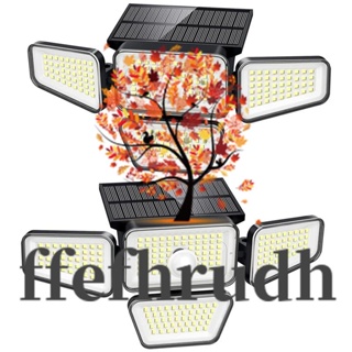 Ffefhrudh โคมไฟพลังงานแสงอาทิตย์ LED 270 ดวง 3000LM เซนเซอร์จับการเคลื่อนไหว IP65 กันน้ํา 4 หัว มุมกว้าง 3 โหมด 6500K (2 แพ็ค)