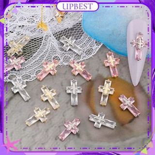 ♕ 5 ชิ้น Nail Art Cross Jewelry เพชรสีสามมิติหรูหราเพทาย Retro เจาะอุปกรณ์ตกแต่งเล็บแต่งเล็บสำหรับร้านเล็บ 6 แบบ UPBEST