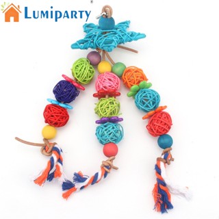 Lumiparty ลูกบอลหวายเคี้ยว พร้อมห่วงแขวน หลากสี อุปกรณ์เสริม สําหรับนกแก้ว (สุ่มสี)