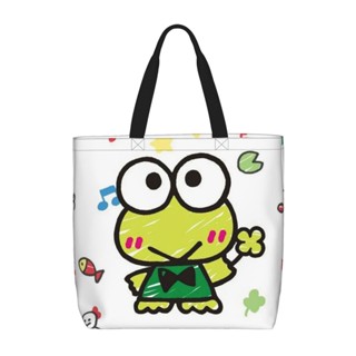 Kero Kero Keroppi กระเป๋าถือ กระเป๋าสะพายไหล่ ทรงโท้ท มีซิป จุของได้เยอะ พร้อมกระเป๋า สําหรับผู้หญิง
