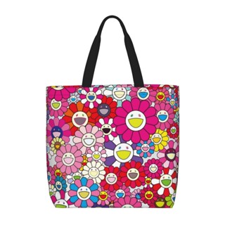 Murakami กระเป๋าถือ กระเป๋าสะพายไหล่ ทรงโท้ท มีซิป ขนาดใหญ่ จุของได้เยอะ ลายดอกไม้ พร้อมกระเป๋า สําหรับผู้หญิง
