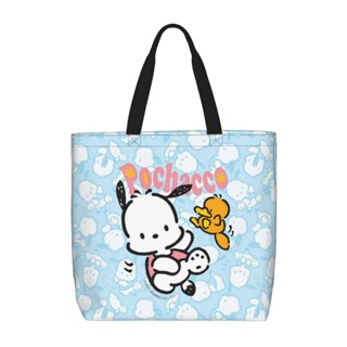 กระเป๋าถือ กระเป๋าสะพายไหล่ ทรงโท้ท แต่งซิป ขนาดใหญ่ จุของได้เยอะ ลาย Sanrio Pochacco สําหรับสตรี