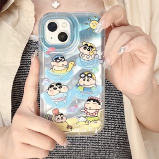 Dd เคสโทรศัพท์มือถือ ลายการ์ตูนชินจังน่ารัก สีฟ้า สําหรับ Apple iPhone 13 12 Promax XS 13 Promax 78 Plus 14 Promax 7 8