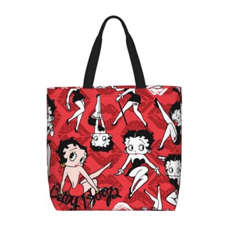 Betty Boop กระเป๋าถือ กระเป๋าสะพายไหล่ ทรงโท้ท มีซิป จุของได้เยอะ พร้อมกระเป๋า สําหรับผู้หญิง