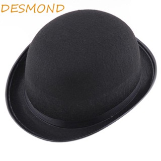 Desmond หมวกนักมายากล หมวกสวมบทบาท สีดํา หมวกดาร์บี้ พร็อพฮาโลวีน ที่เรียบง่าย 1 ชิ้น หมวกโบลเลอร์ด้านบน สําหรับเด็ก