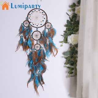 Lumiparty เครื่องรางดักฝัน ประดับขนนก 5 ห่วง แฮนด์เมด สําหรับแขวนตกแต่งบ้าน