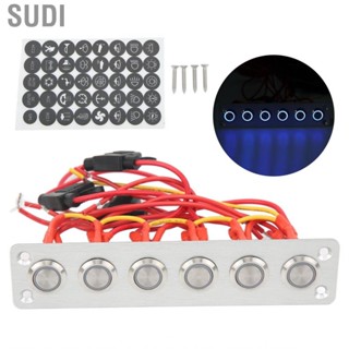 Sudi 6 Gang Switch Panel Pre Wired Push Button With Blue