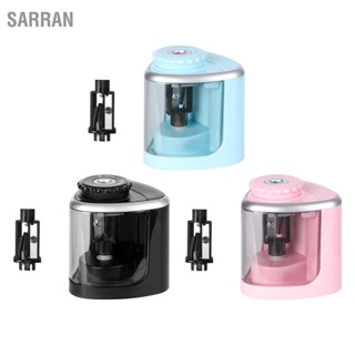  SARRAN เครื่องเหลาดินสอไฟฟ้ากึ่งอัตโนมัติแบตเตอรี่ขับเคลื่อนใช้งานง่ายเครื่องเหลาปากกาสำหรับเด็กนักเรียน