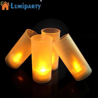 Lumiparty โคมไฟเทียนอิเล็กทรอนิกส์ Led ไร้เปลวไฟ พร้อมถ้วยพลาสติก สําหรับตกแต่งวันวาเลนไทน์ งานแต่งงาน