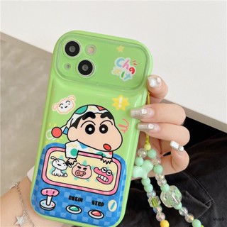 เคสโทรศัพท์มือถือ แบบนิ่ม ลายการ์ตูนชินจัง กันกระแทก มีสายโซ่ สําหรับ Iphone 14ProMax 13ProMax I12 Pro MAX i11 IP14 13Pro