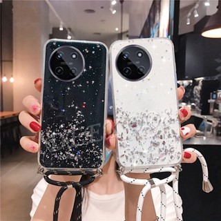 พร้อมส่ง เคสโทรศัพท์มือถือ TPU นิ่ม แบบใส ปิดด้านหลัง ลายกลิตเตอร์ พร้อมสายคล้องคอ สําหรับ Realme11 NFC RealmeC51 Realme 11 NFC C51 4G 5G 2023