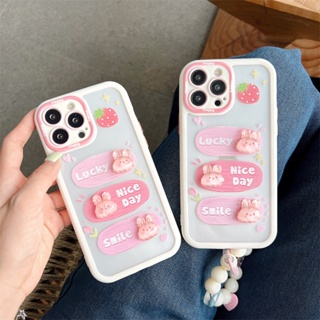 Dd เคสโทรศัพท์มือถือ ลายการ์ตูนกระต่าย เนยน่ารัก พร้อมสร้อยข้อมือ สําหรับ Apple iPhone 13 12 Promax XS 13 Promax 78 Plus 14 Promax 7 8