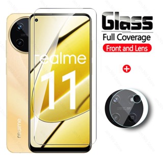 2in1 ฟิล์มกระจกนิรภัยกันรอยหน้าจอ แบบเต็มจอ สําหรับ Realme 11 4G Realme11 5G Global Realmy 11 Relme 11