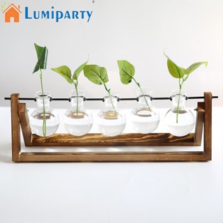 Lumiparty แจกันดอกไม้ แบบแก้วใส พร้อมกรอบไม้ 5 ขวด สําหรับบ้าน