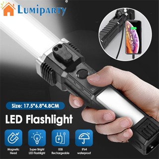 Lumiparty 3 In1 ไฟฉาย Led พลังงานแสงอาทิตย์ ขนาดเล็ก มัลติฟังก์ชั่น ชาร์จ Usb ค้อนนิรภัย ไฟฉายทํางาน เครื่องมือเอาตัวรอด