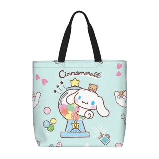 กระเป๋าถือ กระเป๋าสะพายไหล่ ทรงโท้ท แต่งซิป ขนาดใหญ่ จุของได้เยอะ ลาย Cinnamoroll สําหรับสตรี