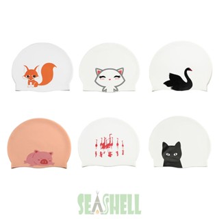 [Seashell02.th] หมวกว่ายน้ําซิลิโคน กันน้ํา ลายการ์ตูนน่ารัก สําหรับผู้ใหญ่