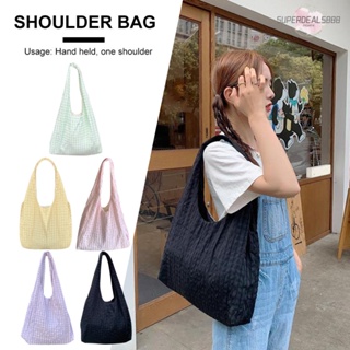 [SuperDeals888.th] กระเป๋าถือ กระเป๋าสะพายไหล่ พับได้ ขนาดใหญ่ เป็นมิตรกับสิ่งแวดล้อม สําหรับนักเรียน ซูเปอร์มาร์เก็ต 2023