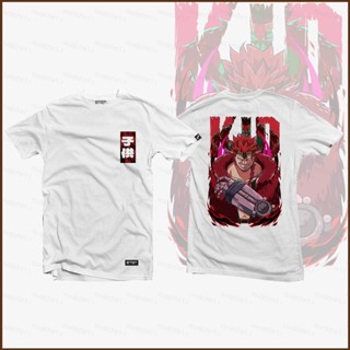 Cool เสื้อยืดแขนสั้นลําลอง ทรงหลวม พิมพ์ลายอนิเมะ One Piece Eustass สไตล์ฮาราจูกุ พลัสไซซ์ สําหรับเด็กผู้ชาย และผู้หญิง