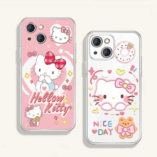 เคสโทรศัพท์มือถือ Tpu นิ่ม ลายการ์ตูนแมว Kuromi Melody Love Heart สีชมพู สําหรับ iPhone 12 Pro 12 Pro Max 13 12 Mini 14 Plus