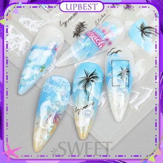 ♕ Nail Art Summer Palm Tree Nail Sticker Mermaid Starfish Seahorse Jellyfish Wave Ocean Animal Sticker อุปกรณ์แต่งเล็บเครื่องมือแต่งเล็บสำหรับร้านเล็บ 11 แบบ UPBEST