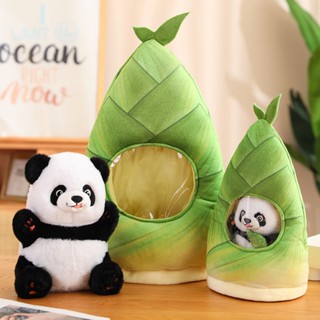 Hot Sale# Creative bamboo shoot panda doll cute panda holding bamboo shoot doll childrens backpack plush toy holiday gift 8cc