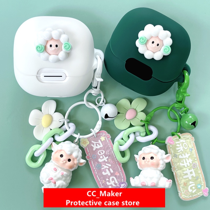 For Anker Soundcore Liberty 4 NC Case Cute Sheep Keychain Pendant Soundcore Liberty 4 NC Silicone Soft Case Anker Soundcore Liberty 4 Shockproof Case Case Protective Cover