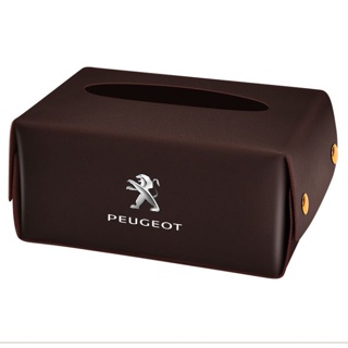 PEUGEOT LOGO tissue box 308 3008 206 207 307 407 607 4008 508 5008 RCZ C5X car seat rear hanging leather material drawer box sun visor storage box