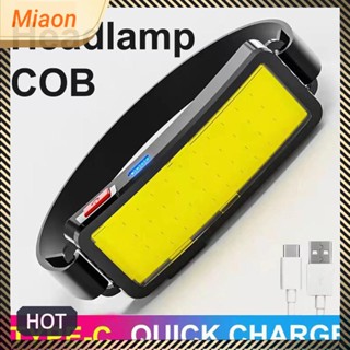 [miaon.th] ไฟฉายสวมศีรษะ LED COB แบบพกพา ชาร์จ USB มีแบตเตอรี่ในตัว