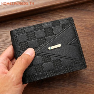 Onehome กระเป๋าสตางค์ หนัง PU ลายตาราง สไตล์เรโทร ใส่บัตรเครดิตได้ ของขวัญวันเกิด สําหรับผู้ชาย