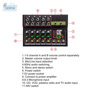 [szsirui] เครื่องผสมเสียงสตูดิโอ คอนโซลผสมเสียง 10 ช่องสัญญาณ ควบคุมเสียง สําหรับ DJ บันทึก