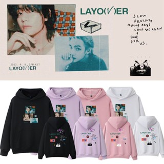 เสื้อกันหนาวแขนยาว มีฮู้ด พิมพ์ลายอัลบั้ม KPOP BANGTAN V TaeHyung Layover สไตล์วินเทจ พลัสไซซ์ แฟชั่นฤดูใบไม้ผลิ และฤดูใบไม้ร่วง สําหรับผู้ชาย และผู้หญิง