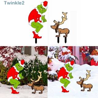 Twinkle ป้ายอะคริลิค รูปกวาง สีเขียว สําหรับตกแต่งสวน รั้ว DIY