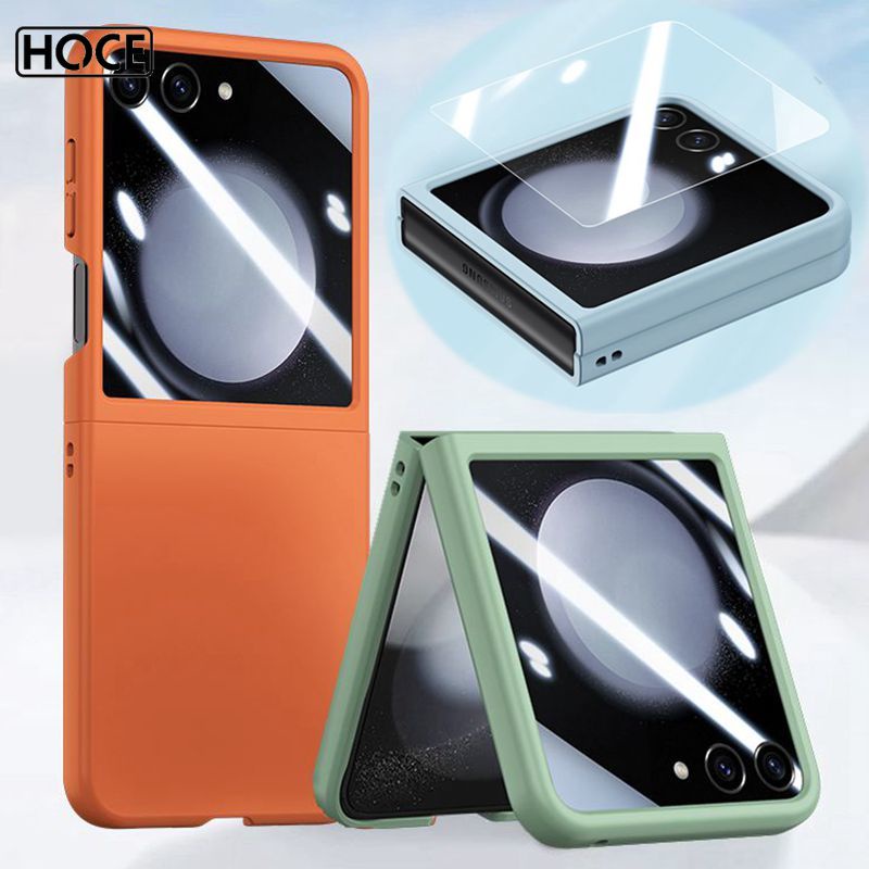 Hoce ZFlip6 พร้อมฟิล์มเต็มหน้าจอเคสโทรศัพท์สําหรับเคสโทรศัพท์สําหรับ Samsung Galaxy Z Flip 5 flip6 flip5 5G ฝาครอบป้องกันปลอก