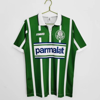 เสื้อกีฬาแขนสั้น ลายทีมชาติฟุตบอล Jersey 2 Vintage 1992 Season Palmeiras ชุดเหย้า สีเขียว สไตล์เรโทร