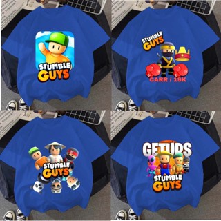 เสื้อยืด พิมพ์ลาย Stumble Guys สีน้ําเงินเข้ม สไตล์บูติก สําหรับเด็กผู้ชาย และเด็กผู้หญิง