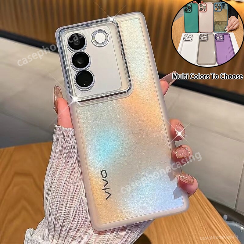 เคสโทรศัพท์มือถือแบบใส กันกระแทก กันรอยกล้อง พร้อมแหวนขาตั้ง หรูหรา สําหรับ vivo V29 V27 Pro V27E V29 Lite 5G 2023 V 29 V 27 V29Pro V27Pro V29Lite