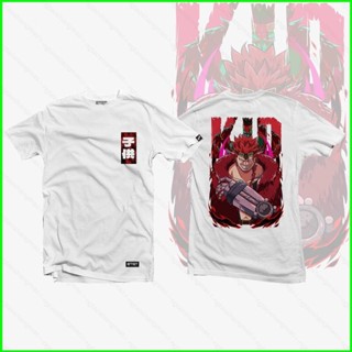 เสื้อยืดแขนสั้นลําลอง ทรงหลวม พิมพ์ลายกราฟฟิคอนิเมะ One Piece Eustass สไตล์ฮาราจูกุ สําหรับเด็กผู้ชาย และผู้หญิง