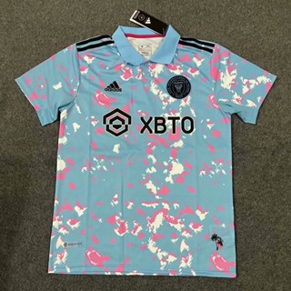 เสื้อกีฬาแขนสั้น ลายทีมชาติฟุตบอล Inter Miami Second Away 2324 ชุดเยือน สีฟ้า สําหรับผู้ชาย ไซซ์ S-XXL