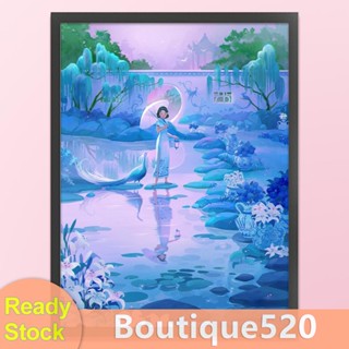 [boutique520.th] ชุดปักครอสสติตช์ ผ้าฝ้าย พิมพ์ลายเด็กผู้หญิงคลาสสิก 11CT ขนาด 40x55 ซม.