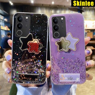 เคสโทรศัพท์มือถือแบบนิ่ม ใส แต่งกลิตเตอร์ดาว พร้อมกระจก สําหรับ VIVO V29 Pro V29E V27 V27E V27 V27E V29 V29E Pro