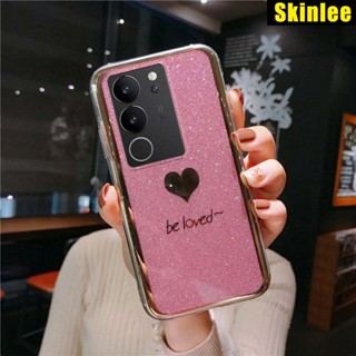 เคสโทรศัพท์มือถือ แบบนิ่ม ลายกากเพชร สีทอง สําหรับ VIVO V29 Pro V29E V27 V27E V27 V27E V29 V29E Pro