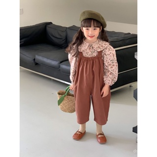 2023 Fall/Winter New Korean style childrens wear girls broken and sanding shirt childrens doll collar long sleeve shirt wheat season VUJV