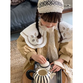 Wheat field season 2023 autumn and winter New Korean style childrens clothing girls big collar trench coat mid-length coat childrens trench coat RVDT