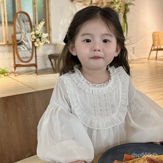 Spring and Autumn New Korean style chiffon long-sleeved doll shirt bubble sleeve top all-match pumpkin shorts two-piece set DVMX